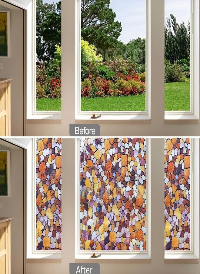 MOCOCO ملصق زجاجي ملون فاخر من الفينيل من MOCOCO (12 × 48 بوصة) - فيلم زخرفي ذاتي اللصق، ورق جدران معتم لتغطية الزجاج والنوافذ والأبواب والمكاتب والمنازل. | مقاوم للأشعة فوق البنفسجية. أحجار ثلاثية الأبعاد - Image 4